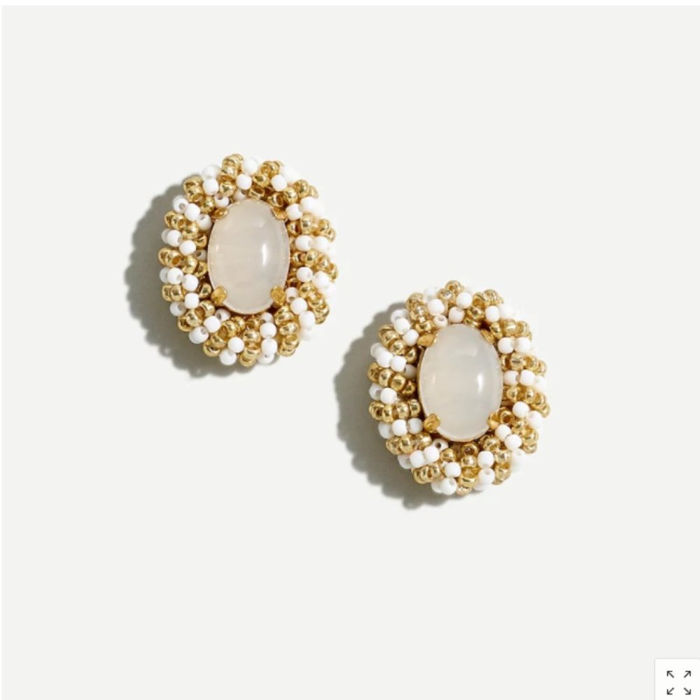 Seed-bead frame stud earrings